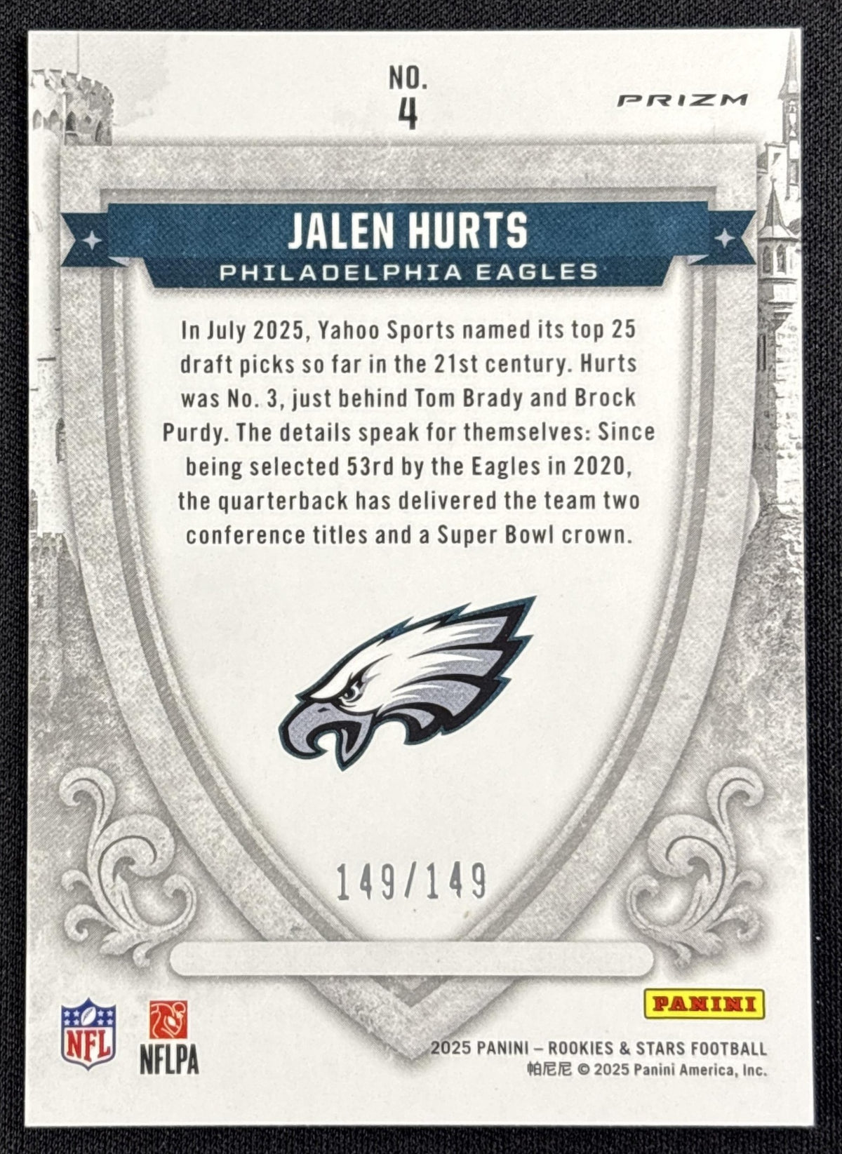 Jalen Hurts 2025 Panini Rookies & Stars Crusade White /149 Eagles