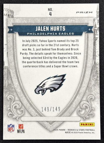 Jalen Hurts 2025 Panini Rookies & Stars Crusade White /149 Eagles