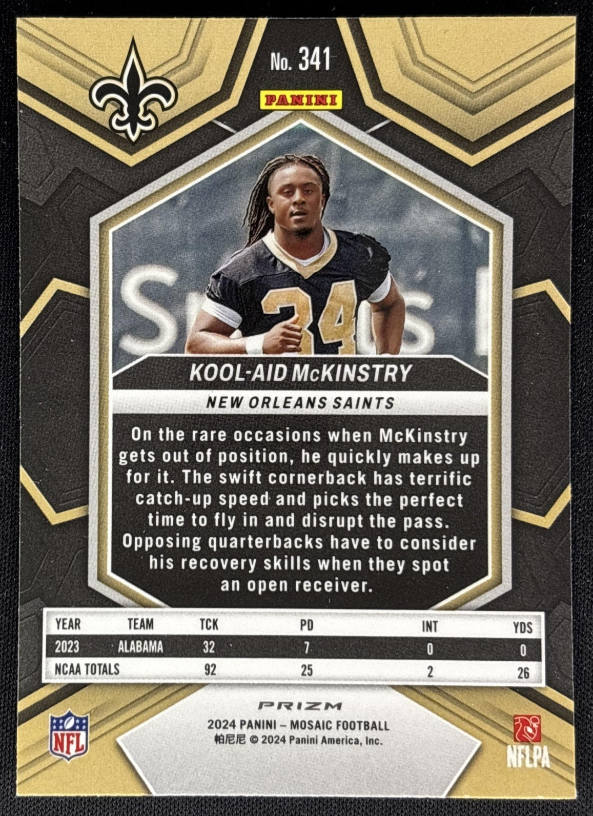 Kool-Aid McKinstry 2024 Panini Mosaic Green Prizm Saints Sports Trading Card