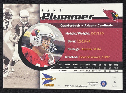 Jake Plummer 1999 Pacific Prism Cardinals - Back