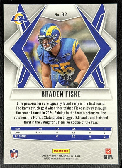 Braden Fiske 2025 Panini Phoenix Pink Winter Prizm /299 Rams