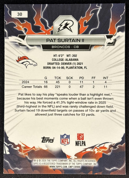 Pat Surtain II 2025 Topps Resurgence Broncos Denver Broncos back