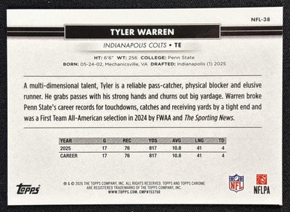 Tyler Warren 2026 Topps NSCC Collection NFL Colts Sports Trading Cards