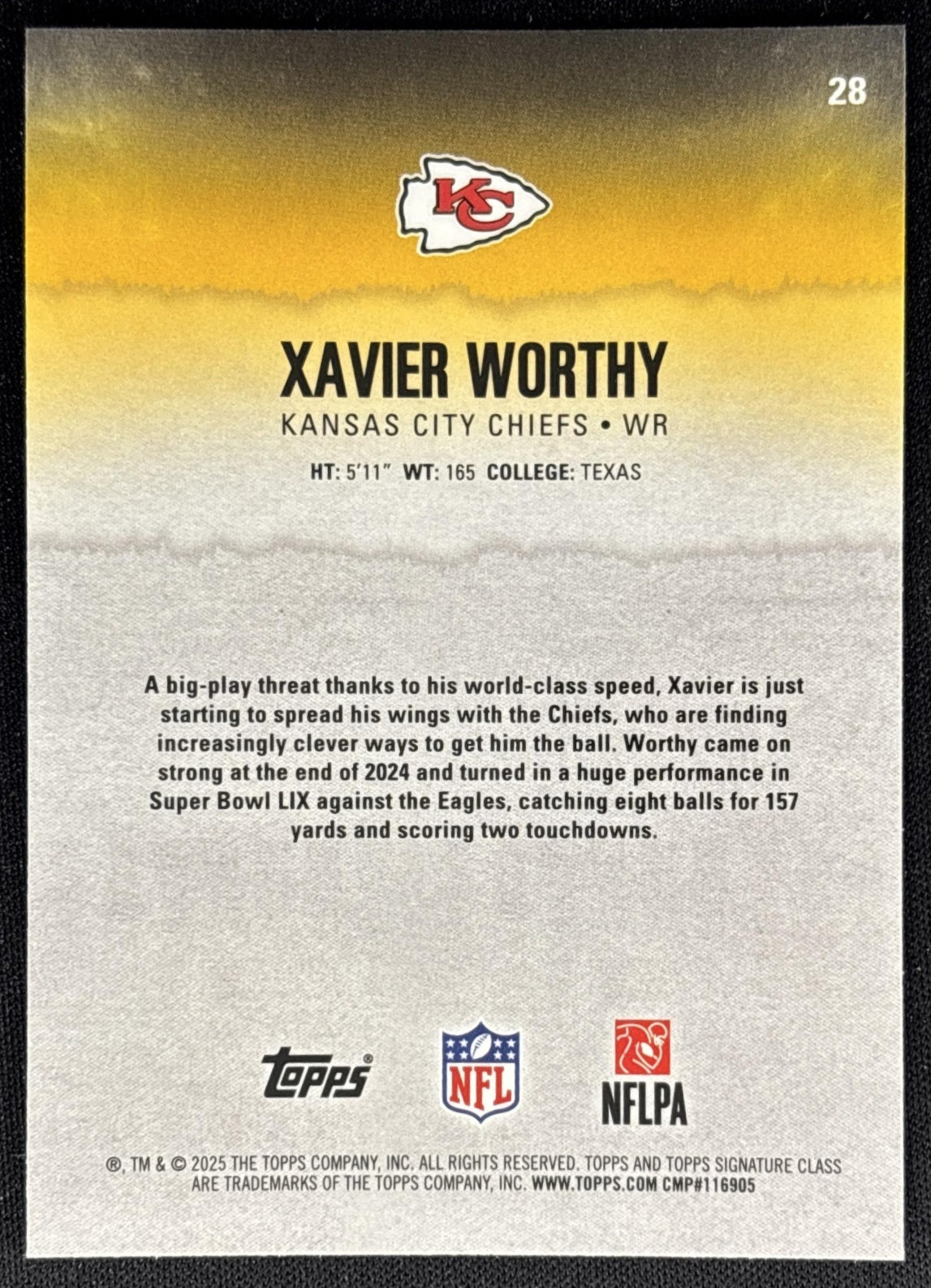 Xavier Worthy 2025 Topps Signature Class Chrome Veteran Chiefs Sports Trading Cards