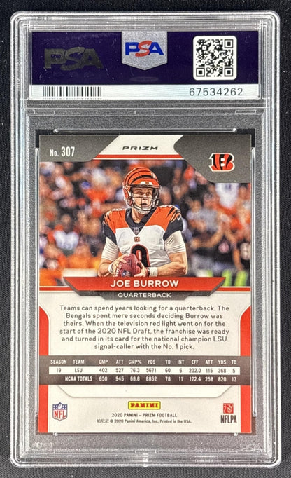 Joe Burrow 2020 Panini Prizm Silver PSA 9 Rookie Bengals Sports Trading Cards