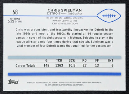 Chris Spielman 2024 Topps Chrome Teal Refractor /250 Lions