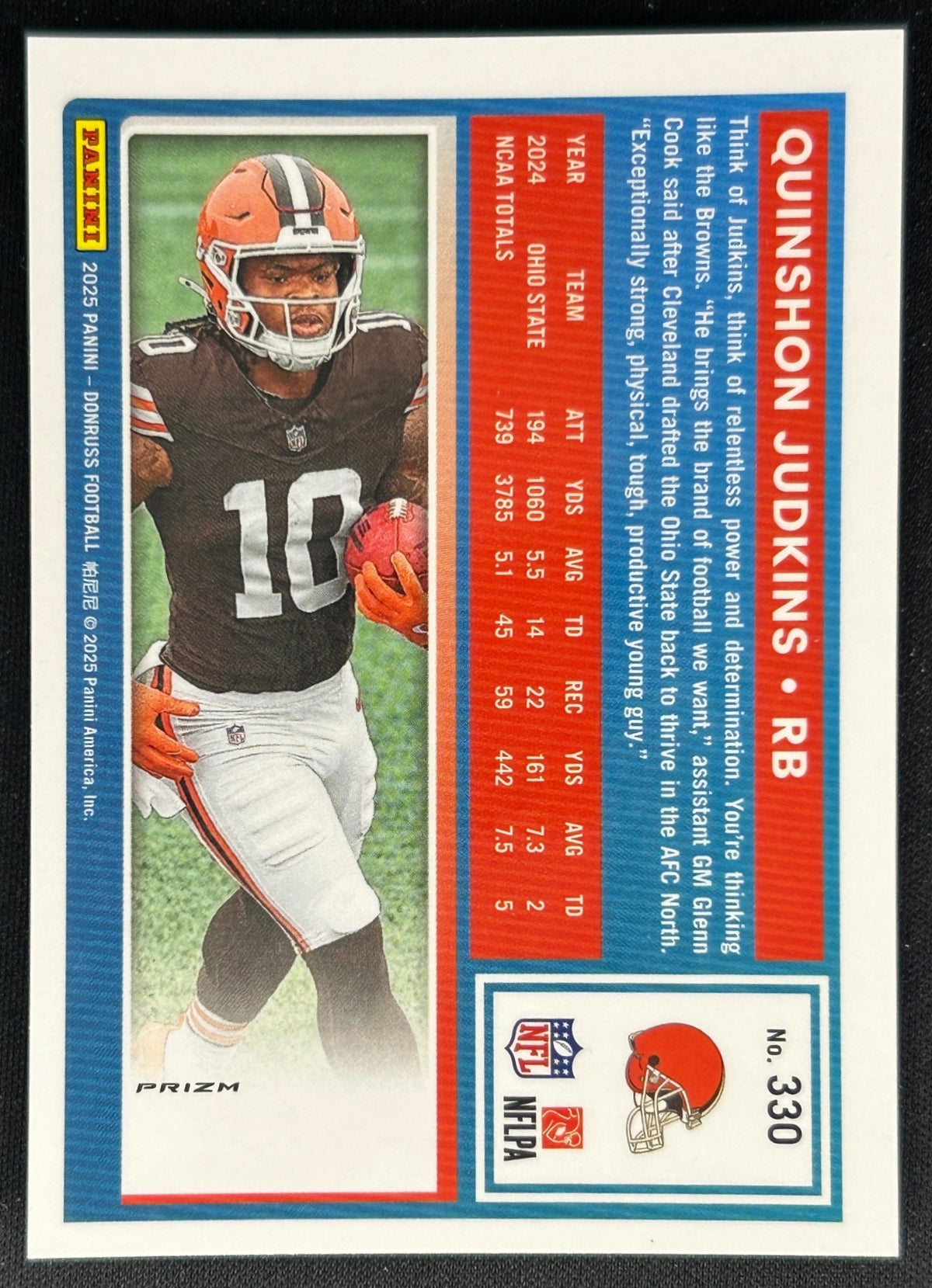 Quinshon Judkins 2025 Donruss Optic Rated Rookie Preview Pink Browns Sports Trading Cards