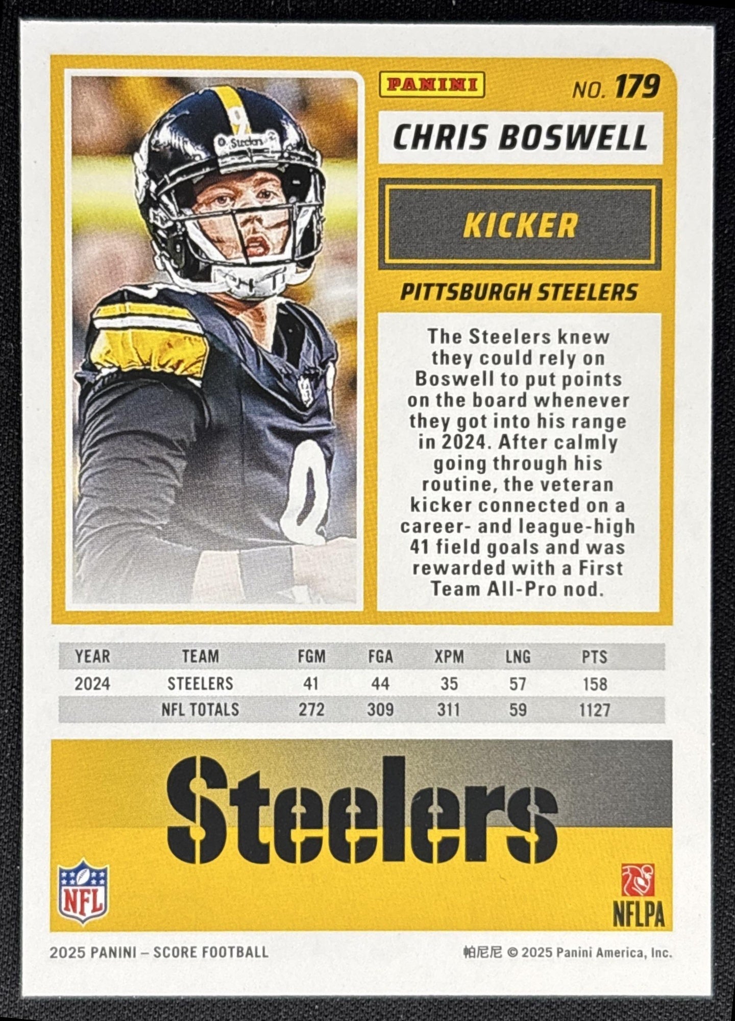 Chris Boswell 2025 Panini Score Ellipse /399 Steelers