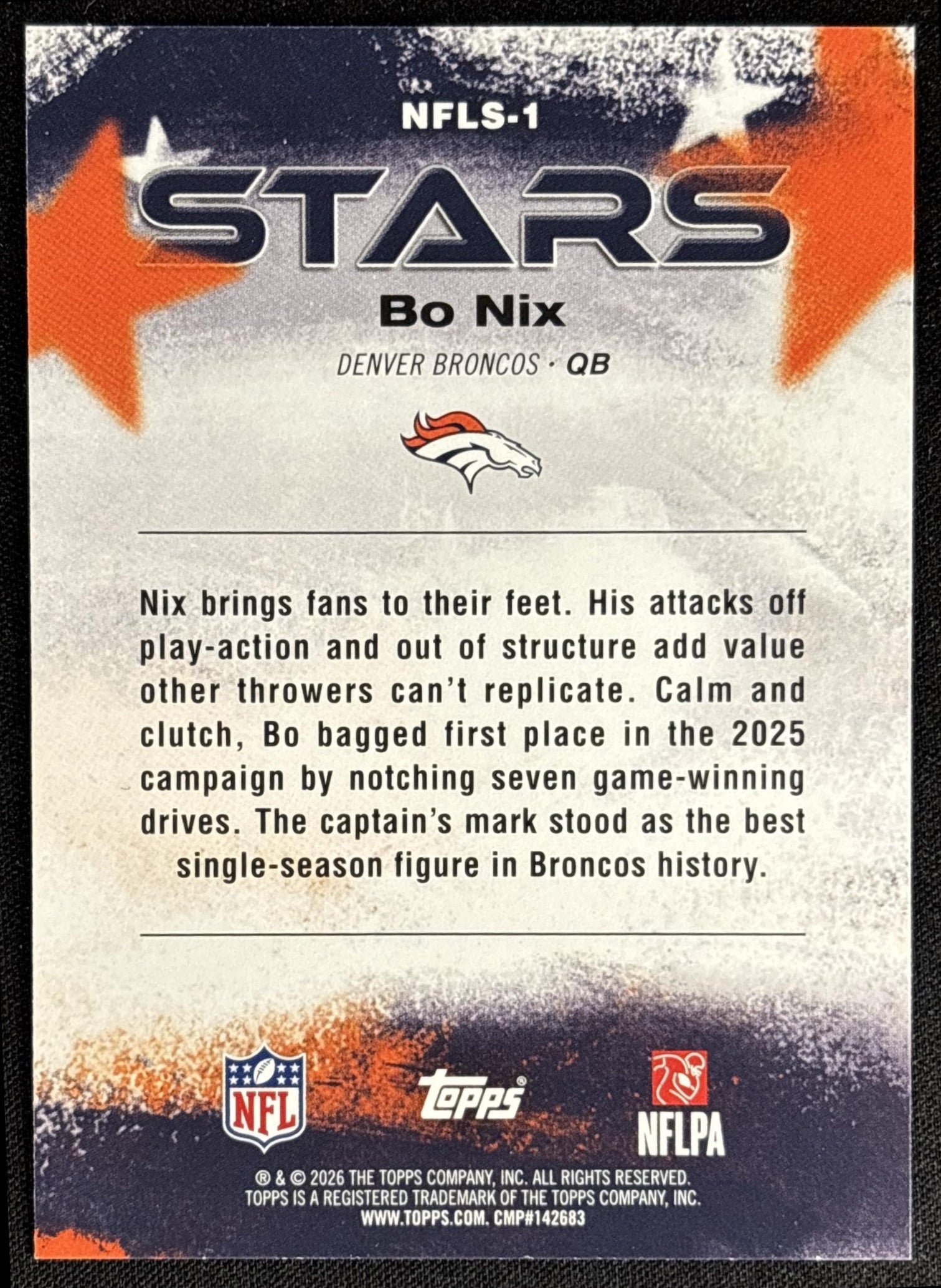 Bo Nix 2026 Topps NFL Stars Broncos