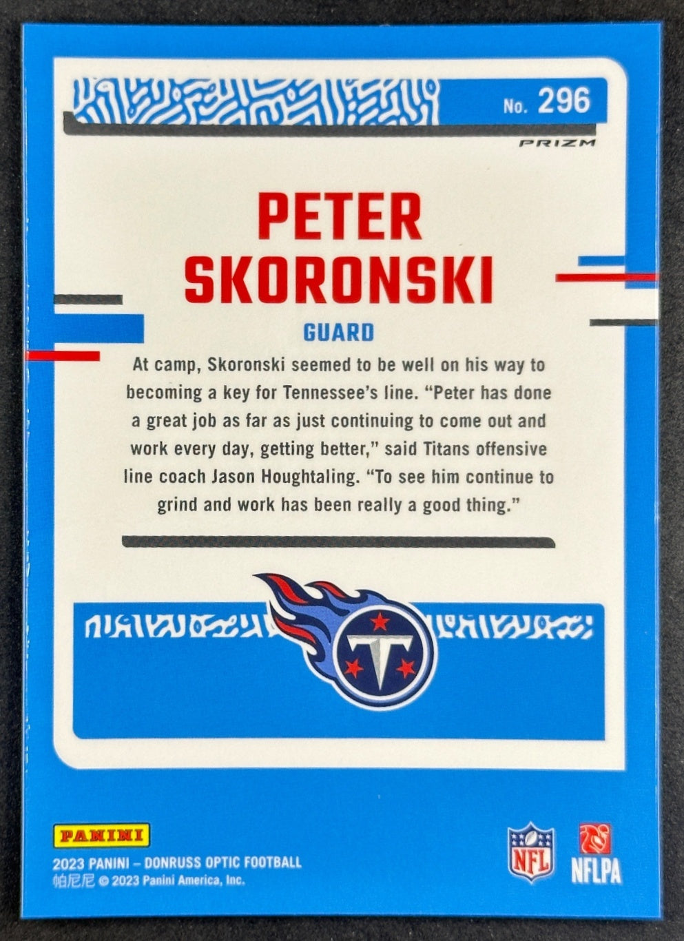 Peter Skoronski 2023 Donruss Optic Red Mojo Prizm Titans