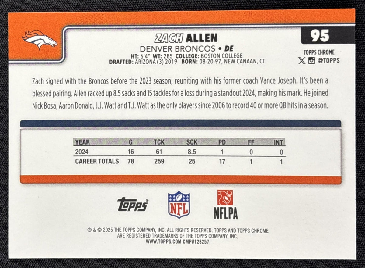 Zach Allen 2025 Topps Chrome Pink Refractor /250 Broncos