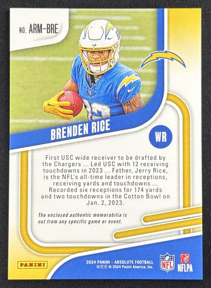 Brenden Rice 2024 Panini Absolute Rookie Materials Chargers