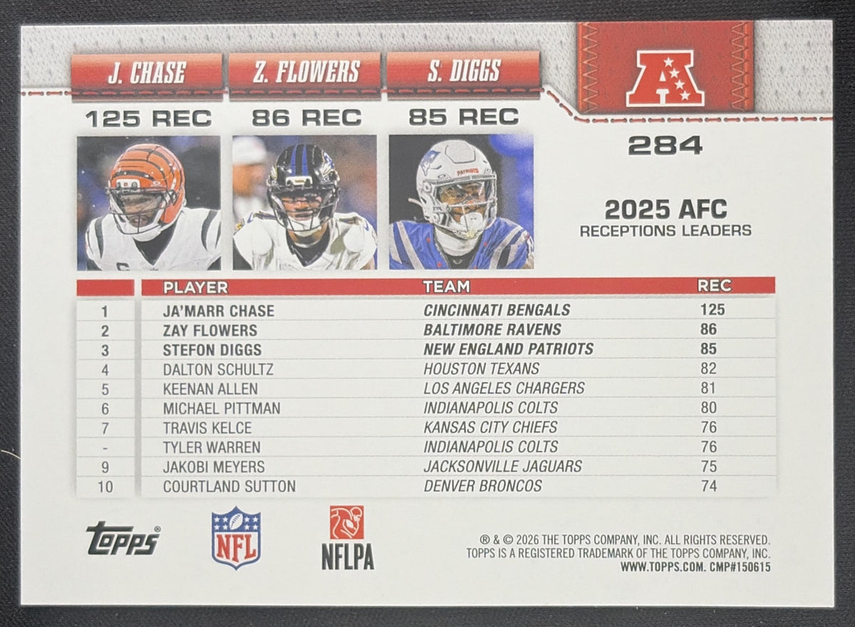 Stefon Diggs Ja'Marr Chase Zay Flowers 2026 Topps Fanatics Foil Sports Trading Card