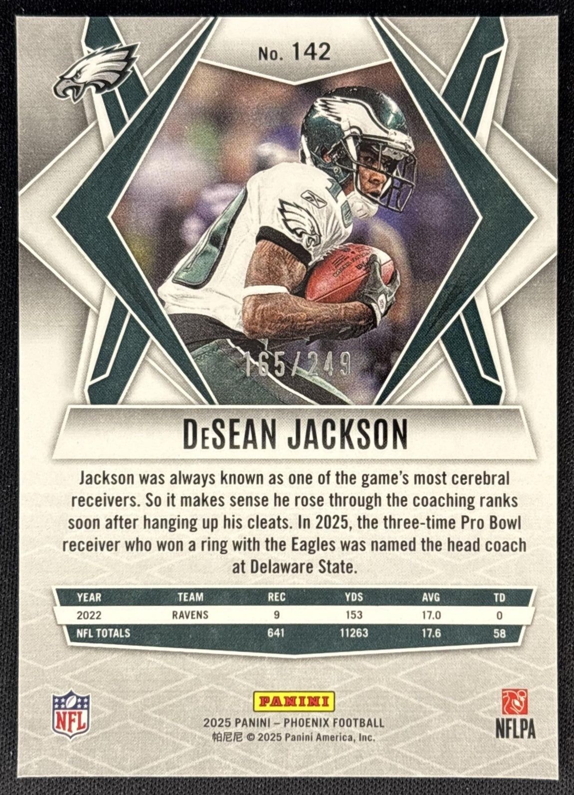 DeSean Jackson 2025 Panini Phoenix Purple Hyper Prizm /249 Eagles back