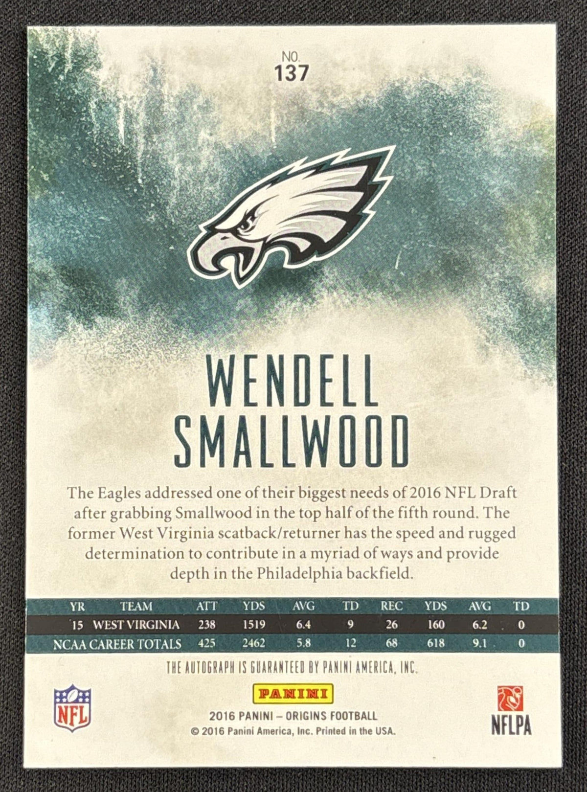 Wendell Smallwood 2016 Panini Origins Eagles