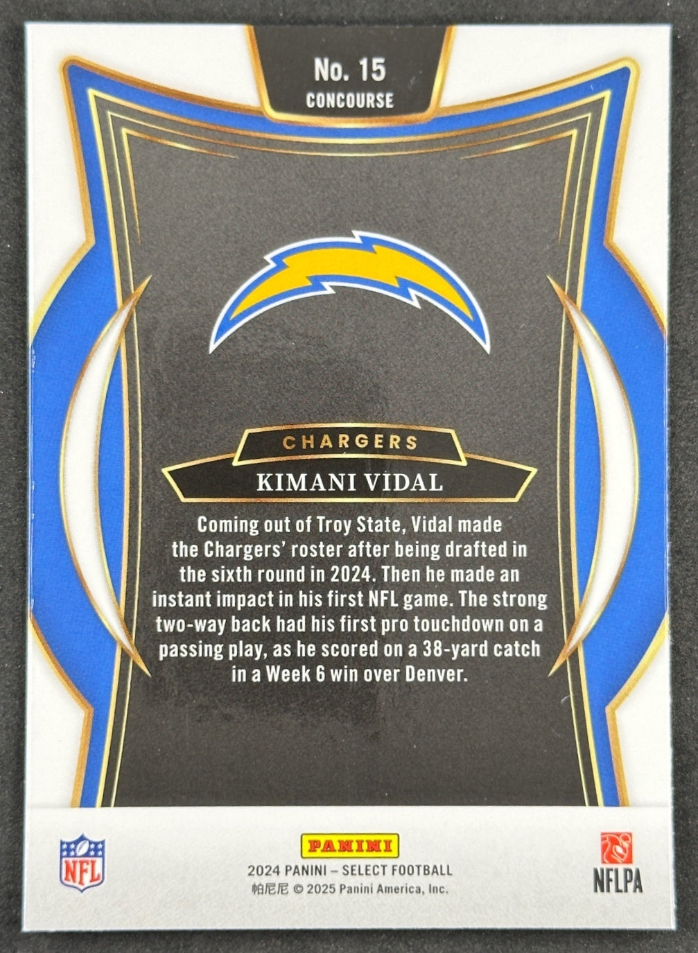 Kimani Vidal 2024 Select Concourse Chargers Sports Trading Cards