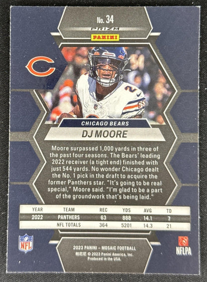 DJ Moore 2023 Panini Mosaic Camo Pink Mosaic Bears Sports Trading Card