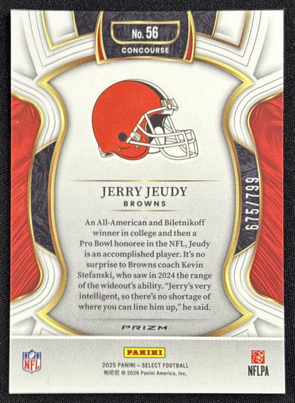 Jerry Jeudy 2025 Panini Select Concourse White Prizm Shock /799 Browns
