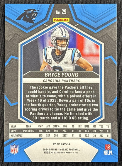 Bryce Young 2024 Panini Mosaic Red Sparkle Prizm Panthers