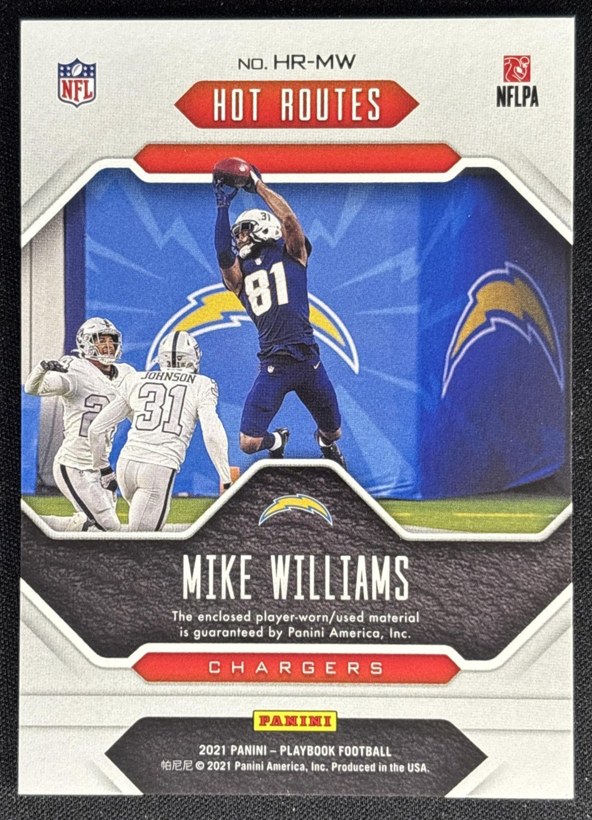 Mike Williams 2021 Panini Playbook Hot Routes Gold /149 Chargers