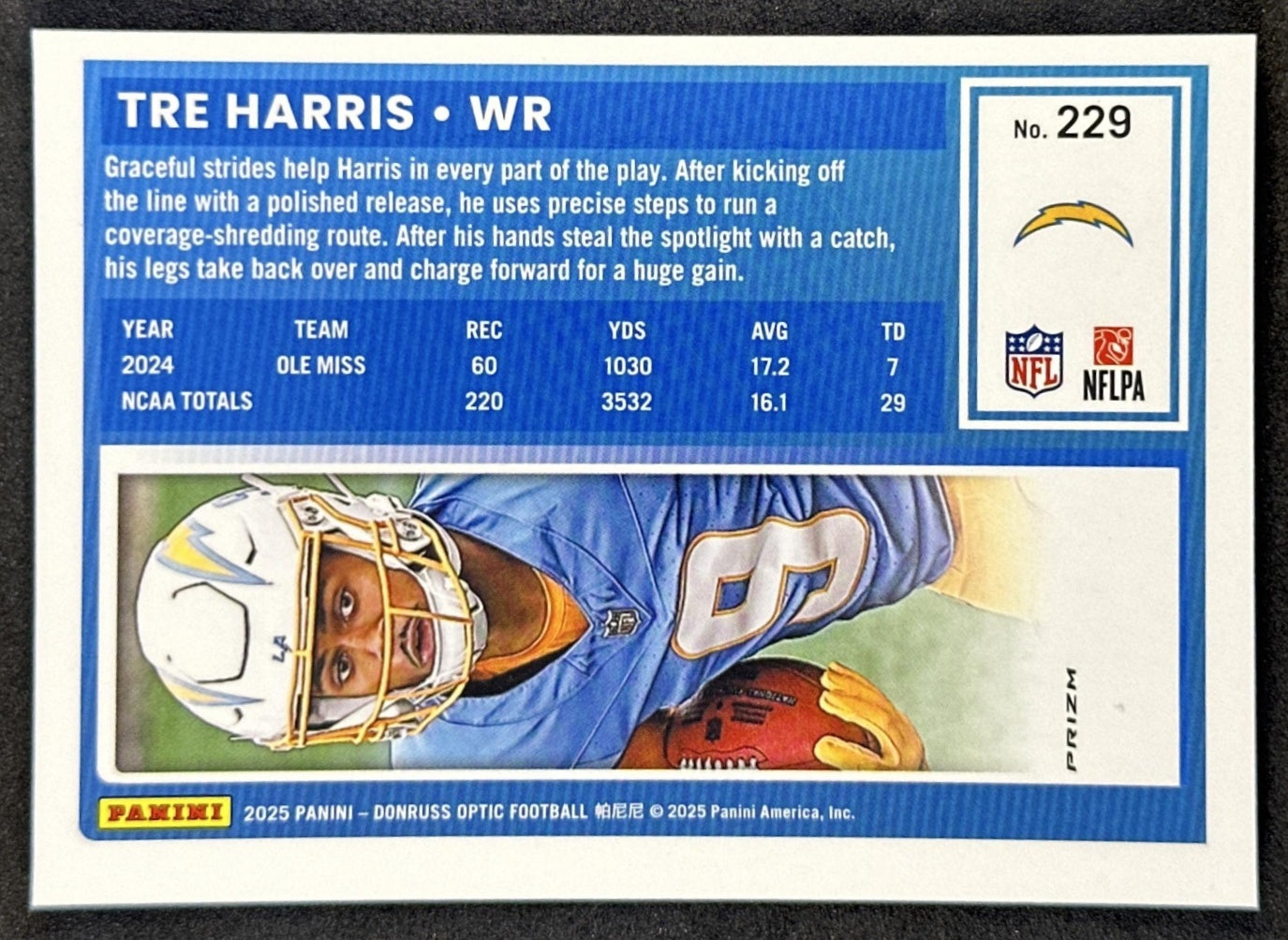 Tre Harris 2025 Panini Donruss Optic Rated Rookie Stars Prizm Chargers Sports Trading Cards