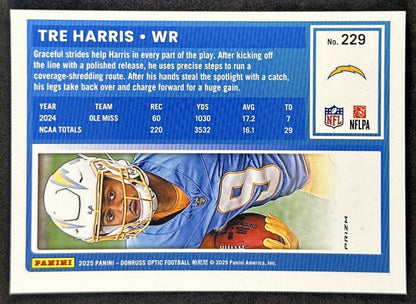 Tre Harris 2025 Panini Donruss Optic Rated Rookie Stars Prizm Chargers Sports Trading Cards