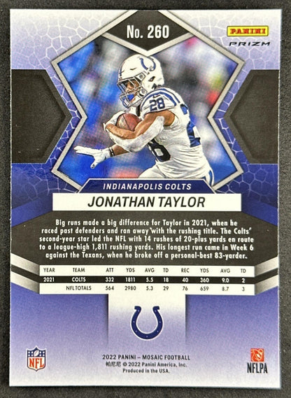 Jonathan Taylor 2022 Panini Mosaic Camo Pink Colts Sports Trading Cards
