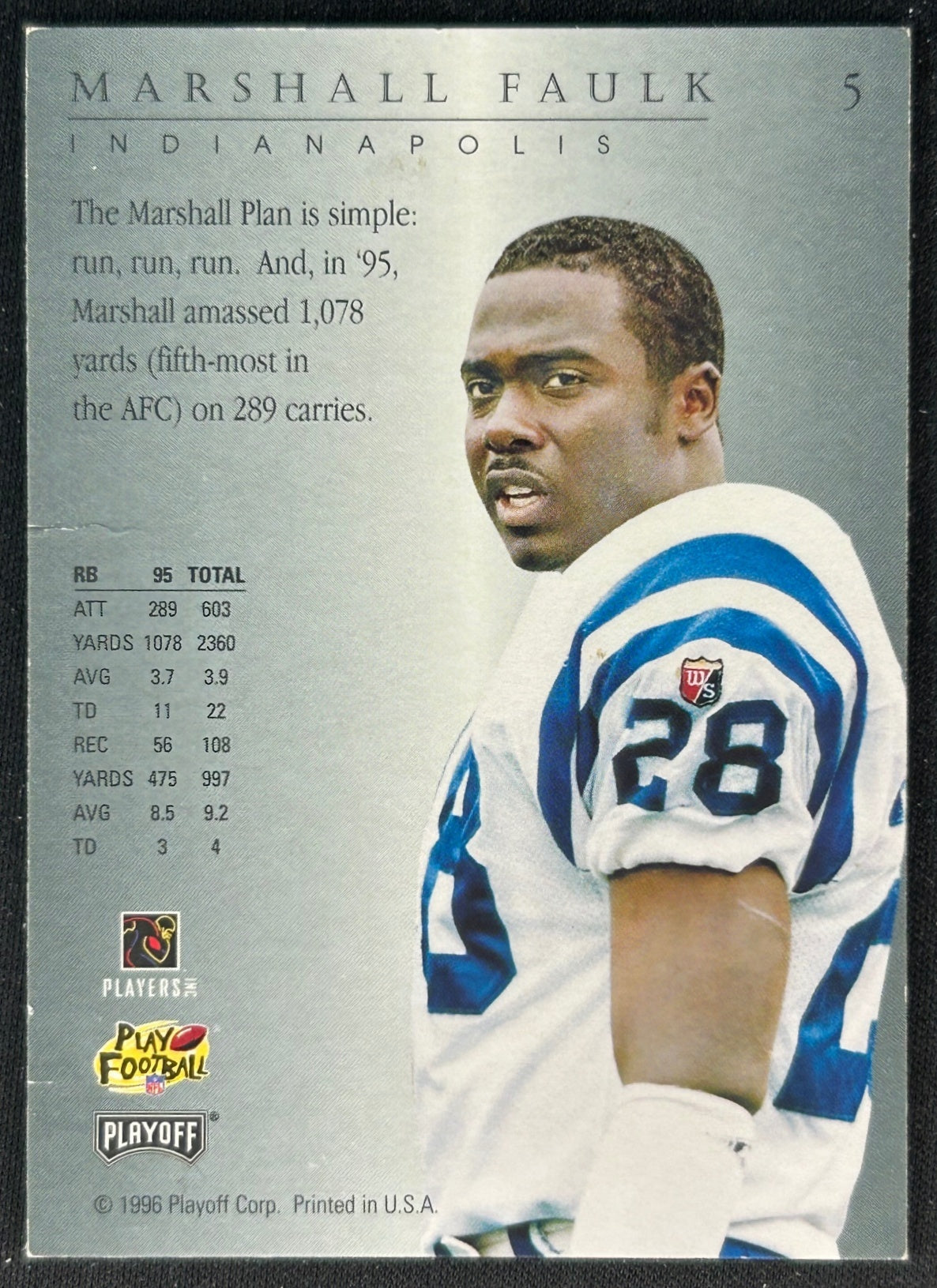 Marshall Faulk 1996 Trophy Contenders Colts