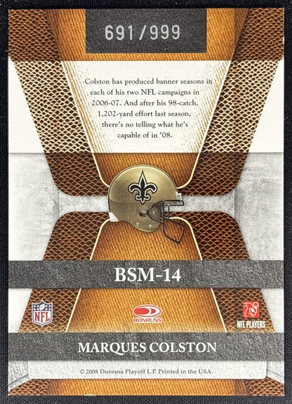 Marques Colston 2008 Leaf Limited Banner Season /999 Saints back