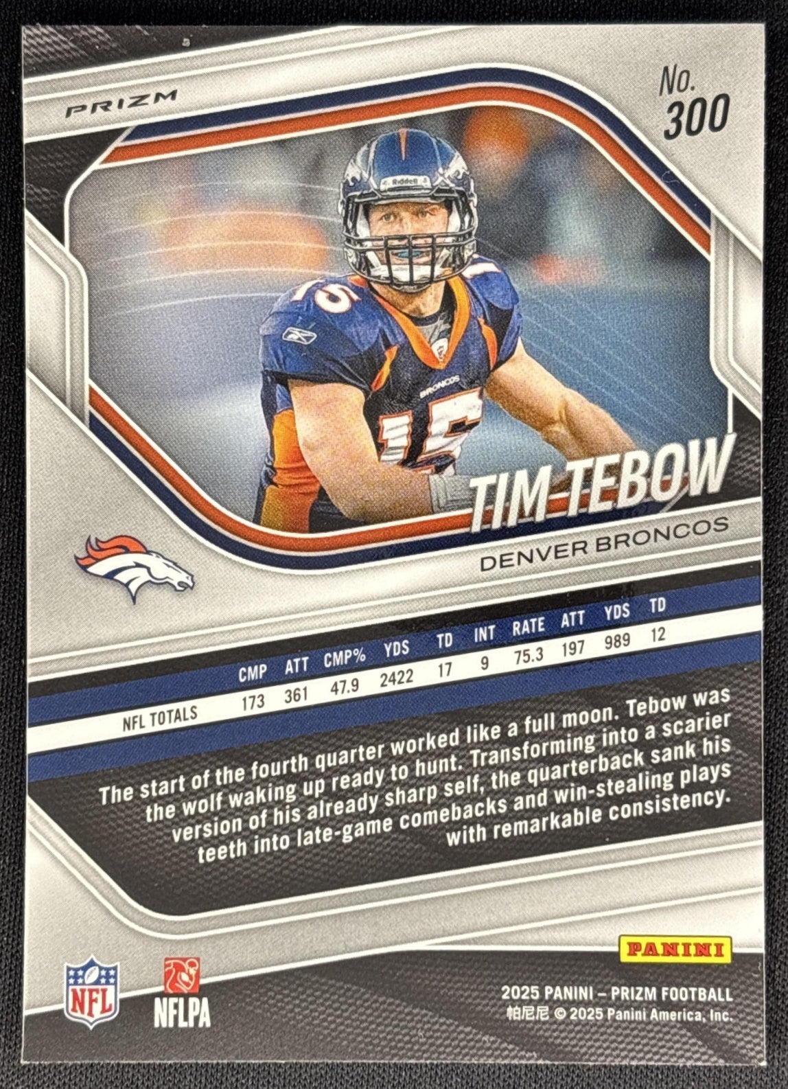 Tim Tebow 2025 Panini Prizm Red Retail Broncos Sports Trading Cards