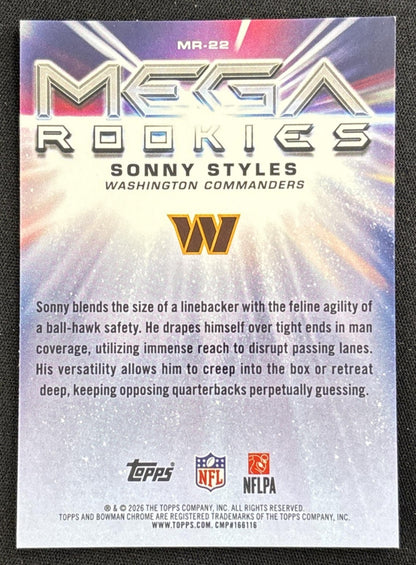 Sonny Styles 2026 Bowman Chrome Mega Rookies Mojo Refractor Commanders