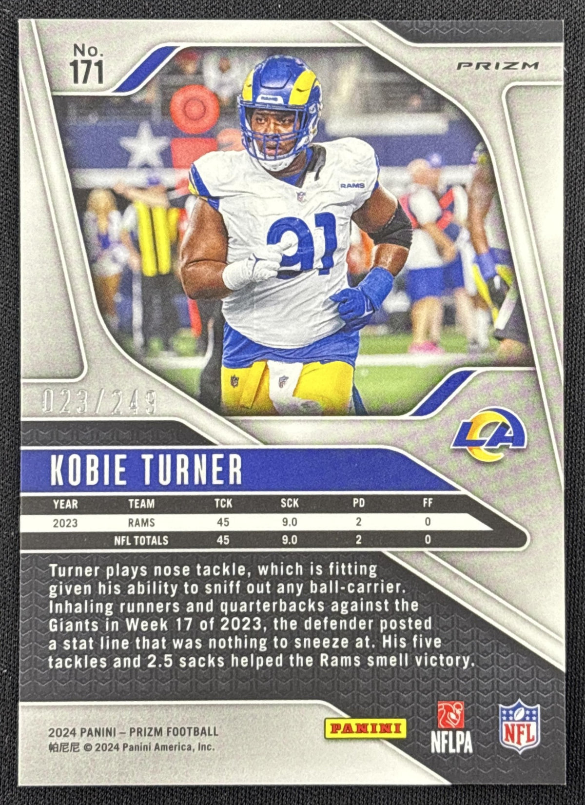 Kobie Turner 2024 Panini Prizm Orange /249 Rams