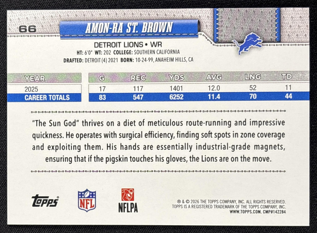 Amon-Ra St. Brown 2026 Topps Sandglitter Lions