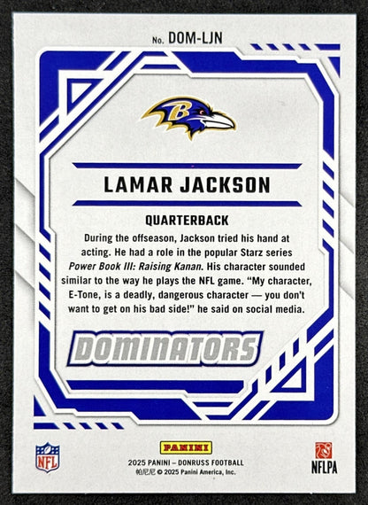 Lamar Jackson 2025 Panini Donruss Dominators Ravens