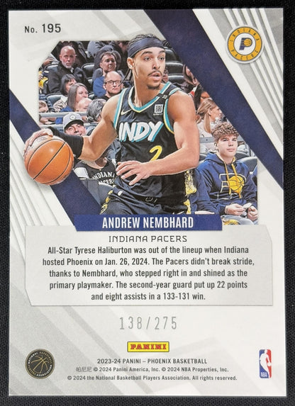 Andrew Nembhard 2023 Panini Phoenix Maroon Ice /275 Pacers back