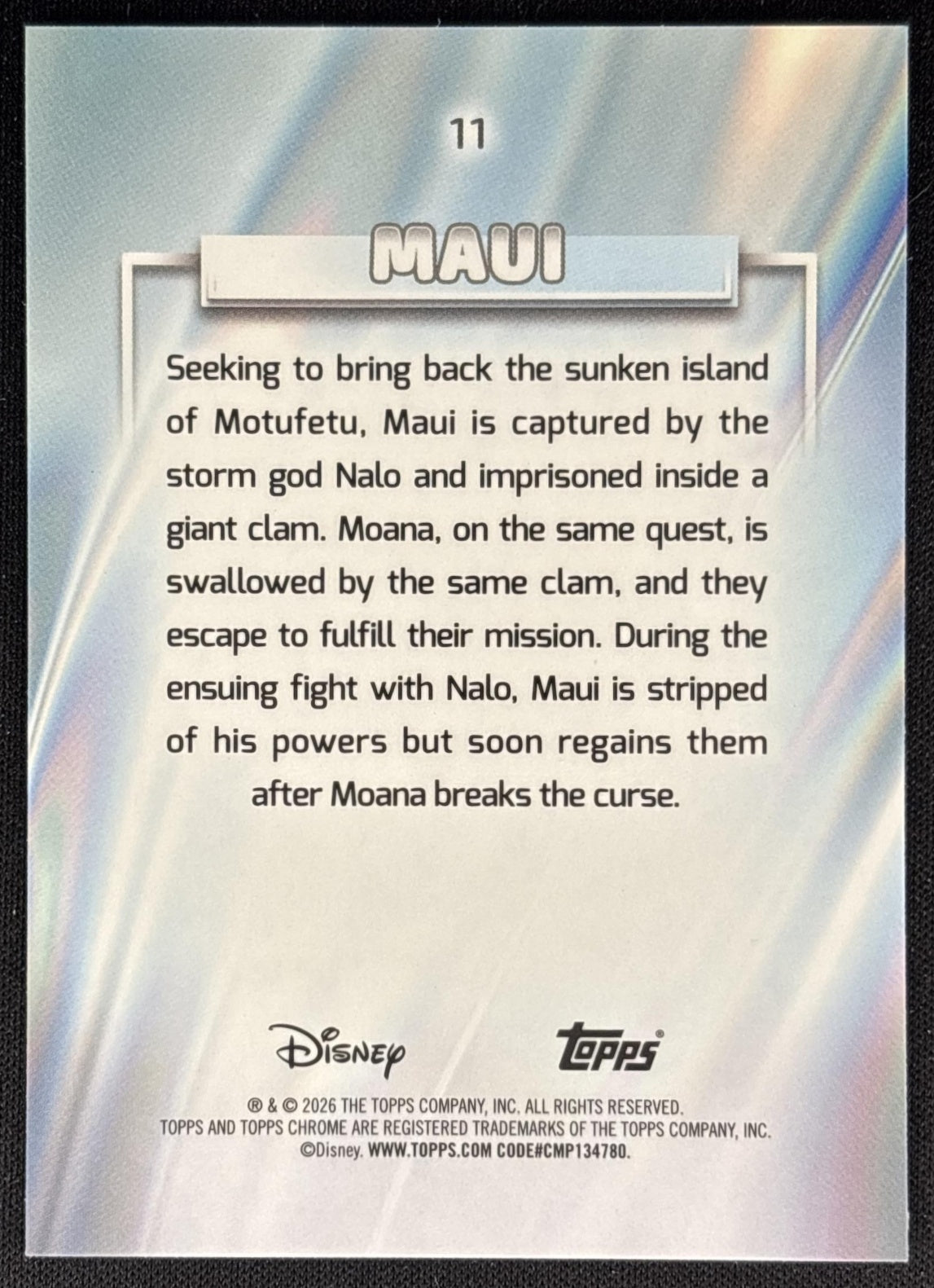 Maui 2026 Topps Chrome Disney Moana 2 back