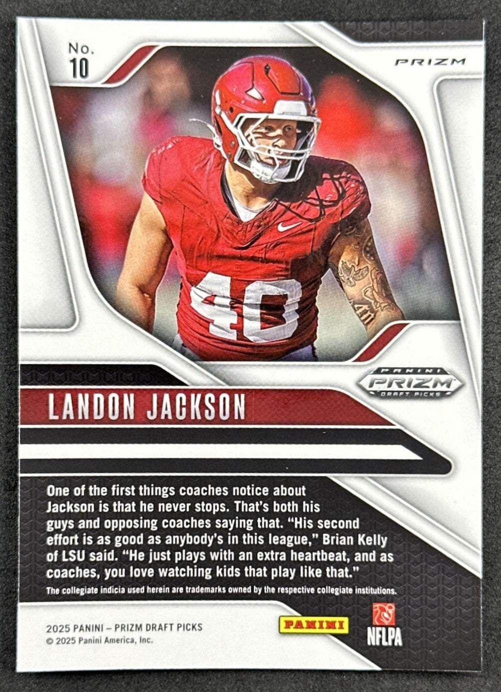 Landon Jackson 2025 Panini Prizm Draft Picks Purple Wave Razorbacks Bills