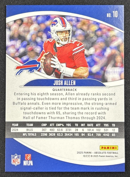 Josh Allen 2025 Panini Absolute Red Squares /850 Bills