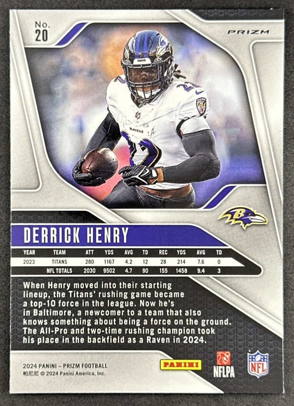 Derrick Henry 2024 Panini Prizm Green Wave Ravens Sports Trading Card