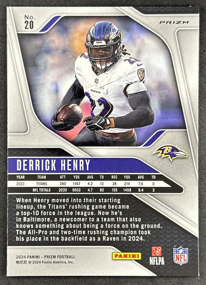 Derrick Henry 2024 Panini Prizm Green Wave Ravens Sports Trading Card