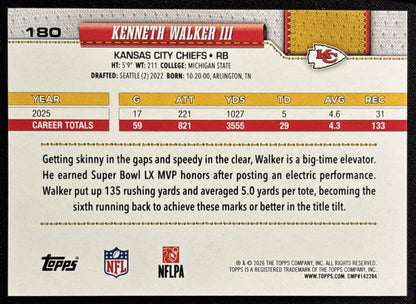 Kenneth Walker III 2026 Topps Football Leather Foil Chiefs
