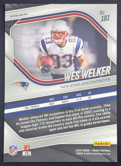 Wes Welker 2025 Panini Prizm Purple Ice /225 Patriots