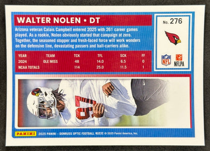 Walter Nolen 2025 Donruss Optic Rated Rookie Cardinals Sports Trading Card