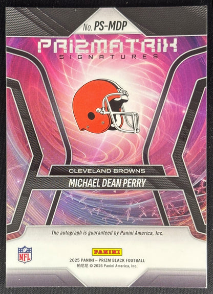 Michael Dean Perry 2025 Panini Prizm Black Prizmatrix Signatures Browns Sports Trading Cards