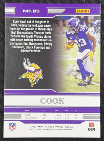 Dalvin Cook 2020 Panini Plates & Patches Orange /65 Vikings Minnesota Vikings