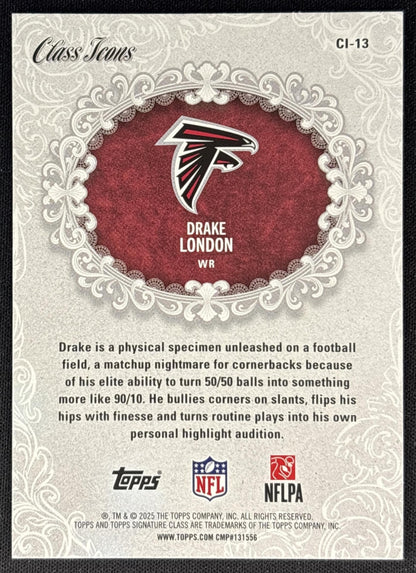 Drake London 2025 Topps Signature Class Icons Falcons Sports Trading Cards