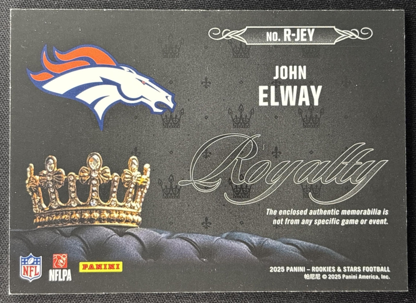 John Elway 2025 Panini Rookies & Stars Royalty Broncos