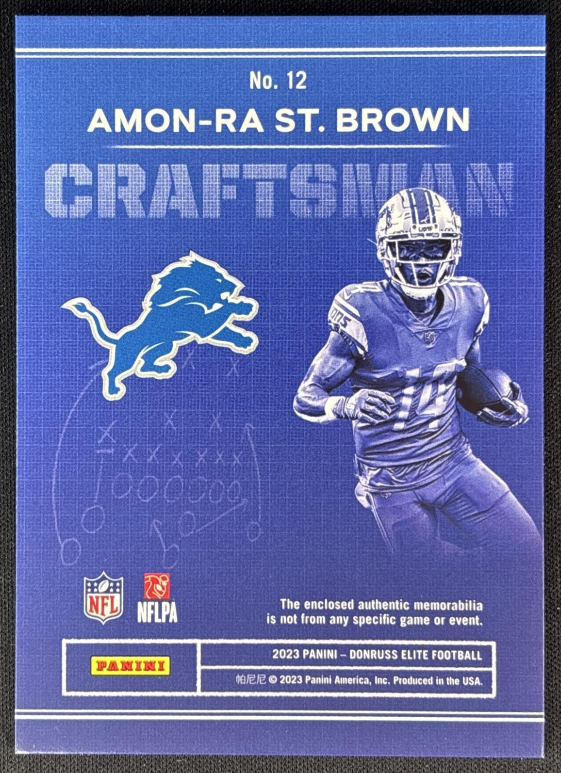 Amon-Ra St. Brown 2023 Panini Donruss Elite Craftsman Jerseys /375 Lions back
