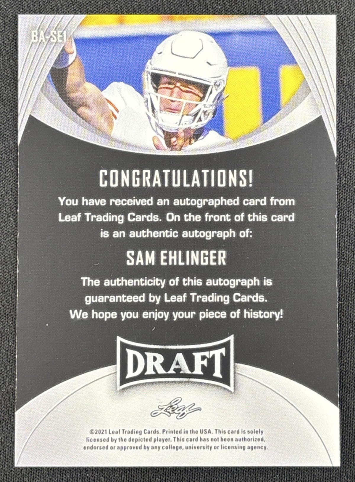 Sam Ehlinger 2021 Leaf Draft Auto Longhorns