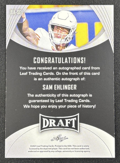 Sam Ehlinger 2021 Leaf Draft Auto Longhorns